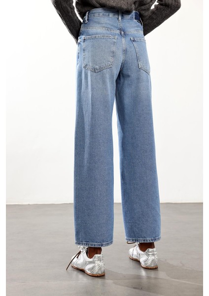 Mavi Yüksek Bel Wide Leg Jean indirimleri