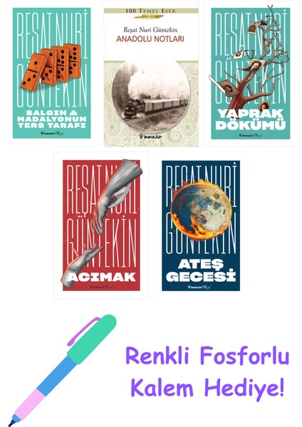 Reşat Nuri Güntekin 5 Kitap Seti + Fosforlu Kalem Hediye