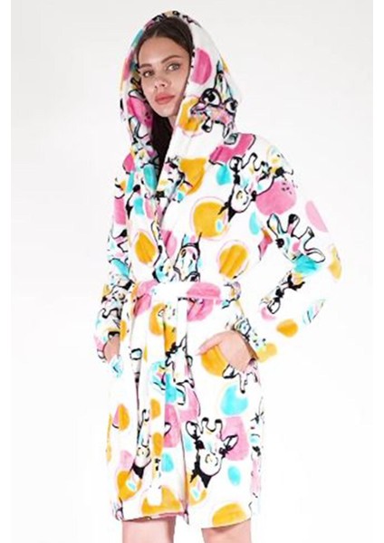 Kadın Pembe Renk Kapüşonlu Welsoft Kuşaklı Uzun Kollu Sabahlık C4T8N0303 fiyatları