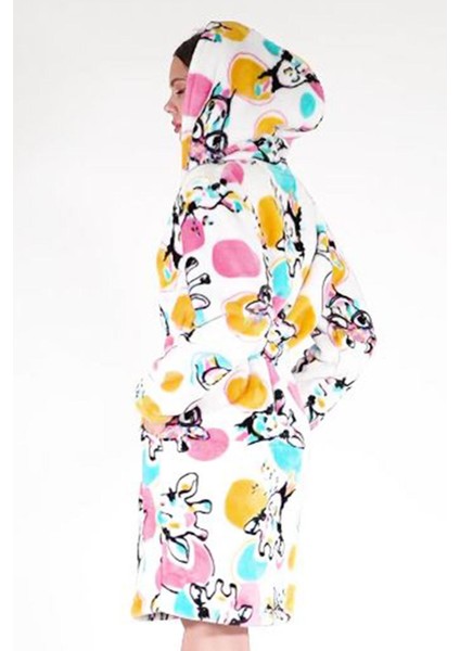 Kadın Pembe Renk Kapüşonlu Welsoft Kuşaklı Uzun Kollu Sabahlık C4T8N0303 modelleri