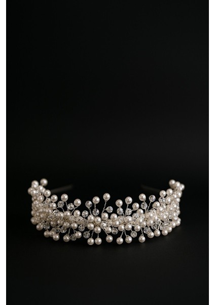 Gelin Tacı Düğün Nikah Nişan Kına Aksesuarı Incili Model Saç Aksesuarı Inci̇li̇ Ekru