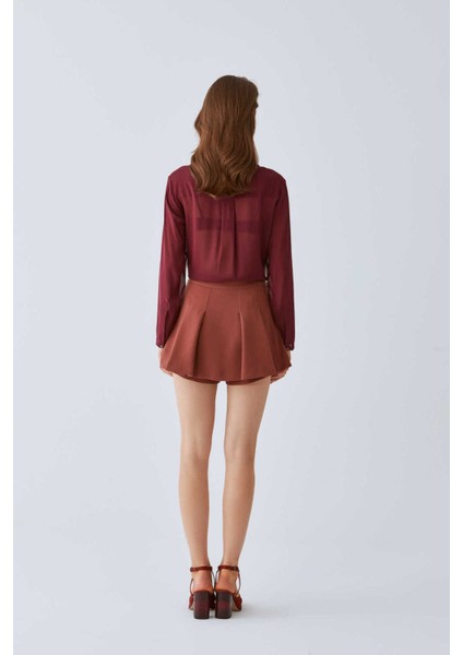 Piliseli Etekli Şort Kahve K2012605_005 fırsatları