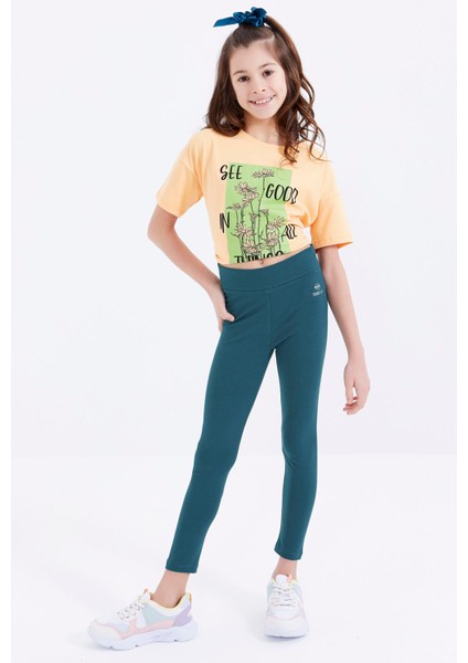Zümrüt Yüksek Bel Dar Paça Kız Çocuk Tayt - 75047