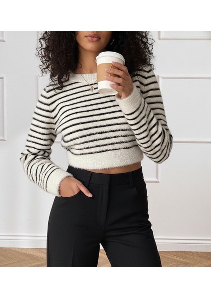 Kadın Uzun Kollu Balıkçı Yaka Crop Triko Bluz modelleri