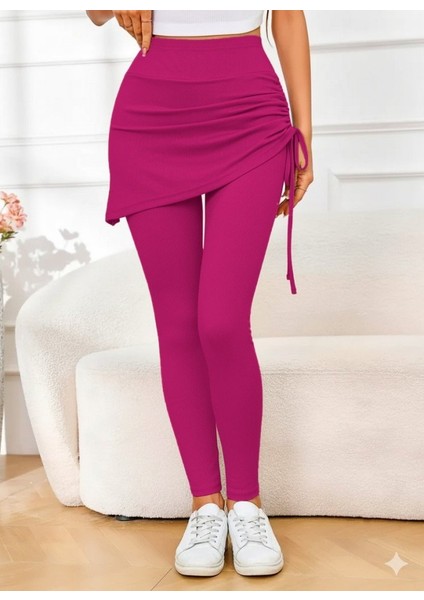 Kadın Yüksek Bel Yandan Büzgülü Alttan Uzun Kaşkorse Tayt Etek modelleri