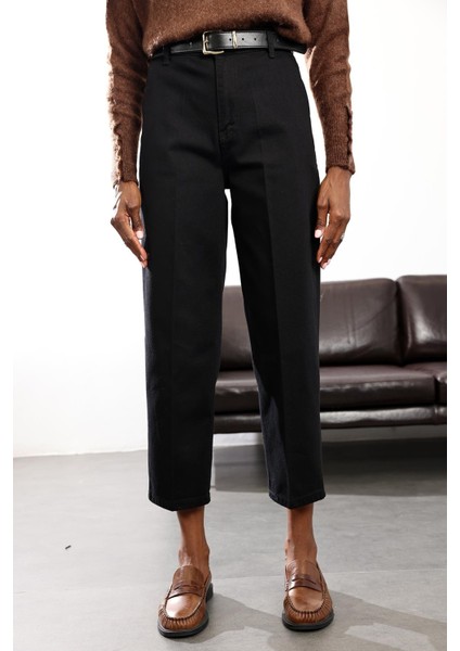 Siyah Yüksek Bel Baggy Jean RM3004 fiyatları