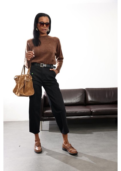 Siyah Yüksek Bel Baggy Jean RM3004 modelleri