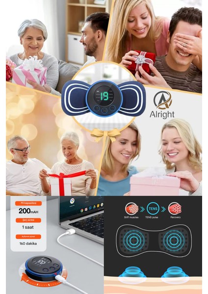 Dijital Ekranlı 8 Modlu Kelebek Masaj Aleti ve Tens Cihazı 16 Kademeli Profesyonel Kas Geliştirme Cihazı fırsatları