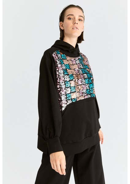 Kapüşonlu Ve Payetli Kadın Sweatshirt Standart Renk K2054132_089 modelleri