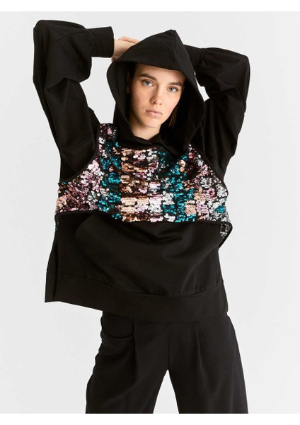 Kapüşonlu Ve Payetli Kadın Sweatshirt Standart Renk K2054132_089 fırsatları