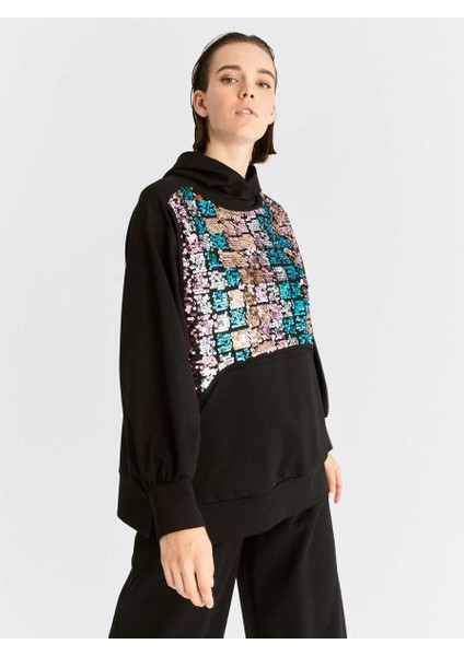 Kapüşonlu Ve Payetli Kadın Sweatshirt Standart Renk K2054132_089