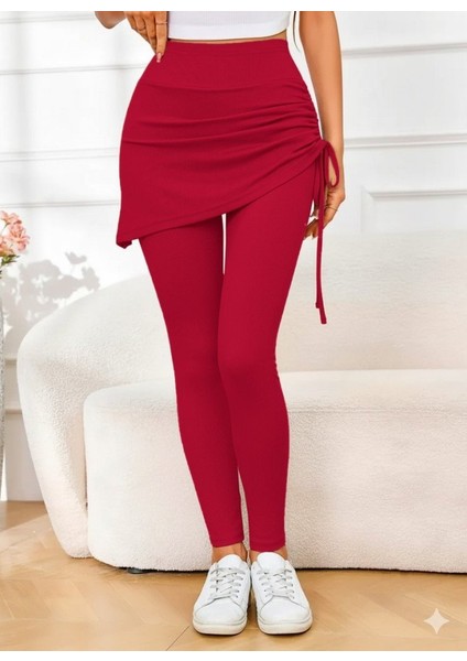 Eyesof Kadın Yüksek Bel Yandan Büzgülü Alttan Uzun Kaşkorse Tayt Etek modelleri