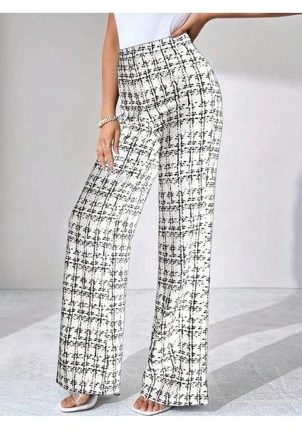Kadın Yüksek Bel Paçaya Doğru Geniş Dokuma Pantolon fiyatları