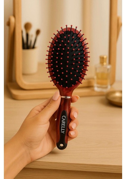 Kırmızı Saç Tarağı Saç Koparmayan Tarak Yumuşak Tarak Saç Fırçası 24CM
