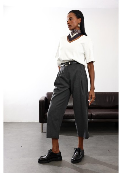 Antrasit Barrel Kumaş Pantolon 1598