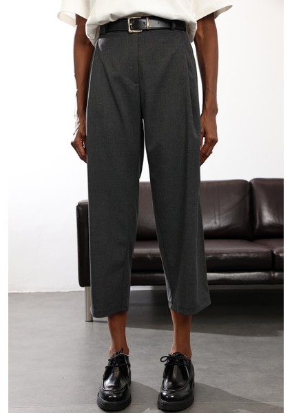 Antrasit Barrel Kumaş Pantolon 1598