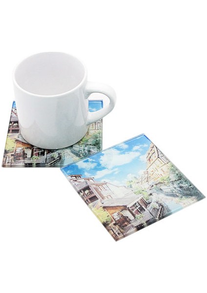 Kişiye Özel Baskılı 6'lı Set Cam Bardak Altlığı, Isıya Dayanaklı / Ahşap Stand Hediye / Hediyelik fiyatları