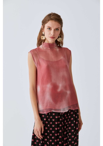 Bağcıklı İpek Bluz Kırmızı K2013075_006