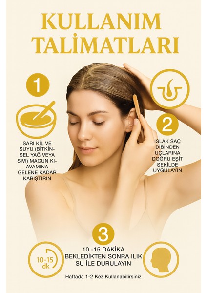 Sarı Kil Yellow Clay Doğal Saç Bakım Ürünü