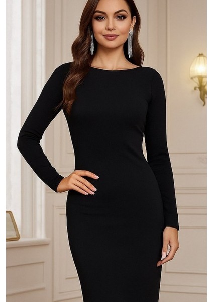 Kadın Uzun Kollu Yuvarlak Yaka Akrilik Elbise fiyatları