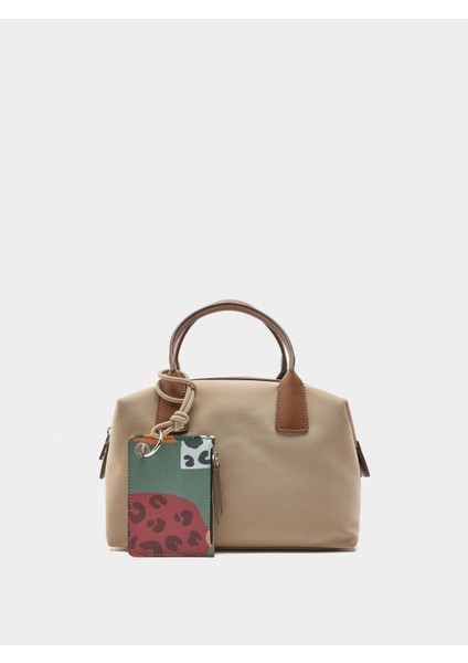 Kadife Dokulu Askılı Tote Çanta