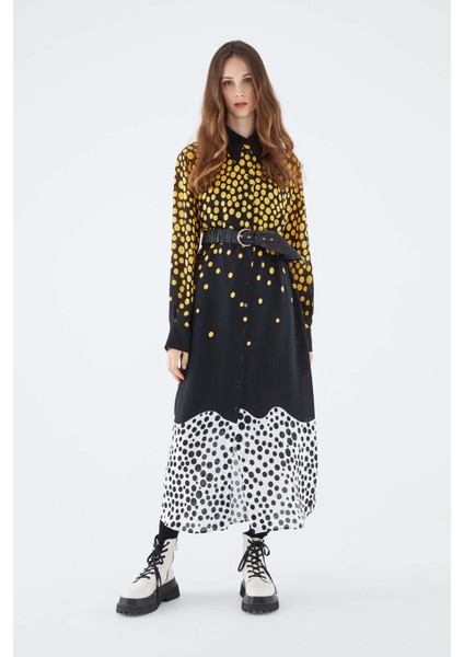 Puantiye Detaylı Uzun Elbise Standart Renk K2111036_089