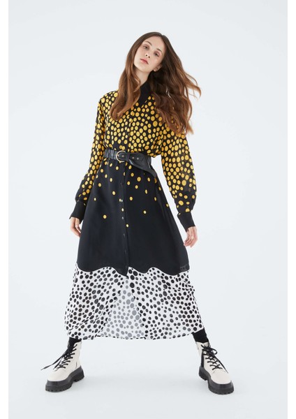 Puantiye Detaylı Uzun Elbise Standart Renk K2111036_089 fiyatları