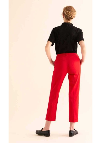 Katlı Paça Kadın Pantolon Kırmızı Y9912041_006 fırsatları