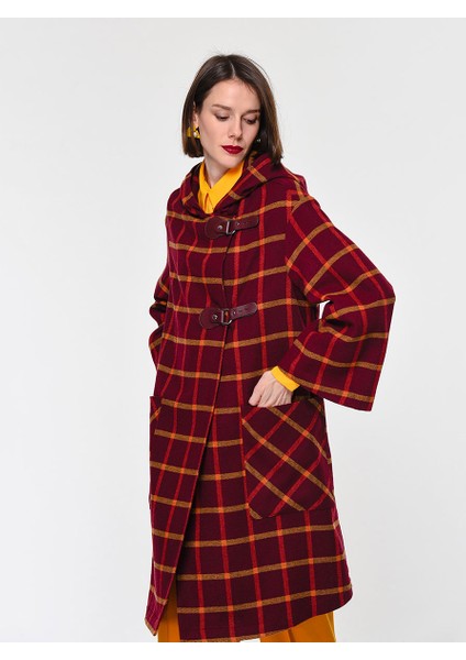 Kapüşonlu Kareli Ön Detaylı Kap Standart Renk K1916304_089