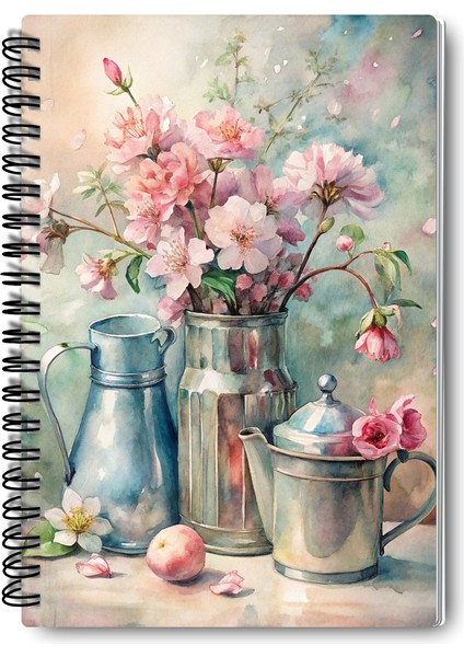 Pink Dreams Nostaljik Tasarım Tel Spiralli 4'lü Hatıra, Günlük, Ajanda, Anı, Okul Defter Seti modelleri