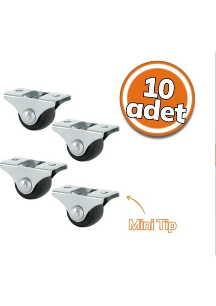 20 Mm'lik Siyah Sabit Teker 10'lü - 0205 Sps