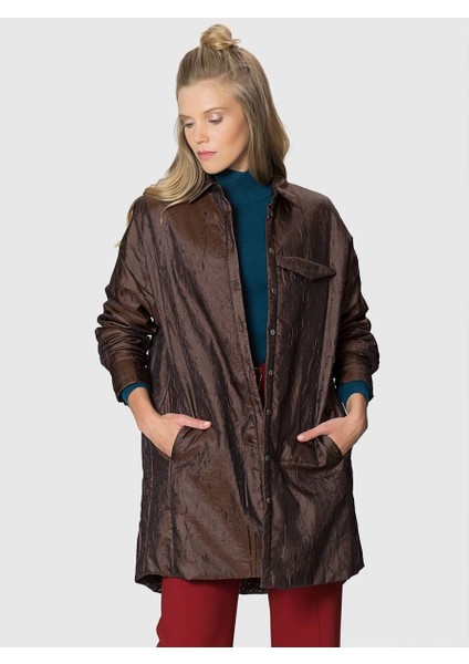 Cep Ve Düğme Detaylı Kap Kahve K1816037_005