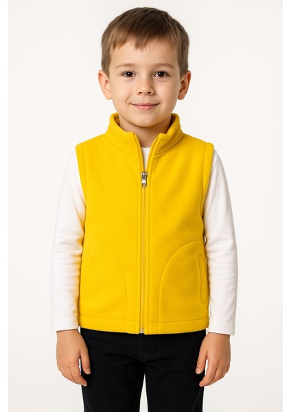 Kolsuz Fermuarlı Astarlı Çift Cepli Dik Yaka Çocuk Yelek fiyatları
