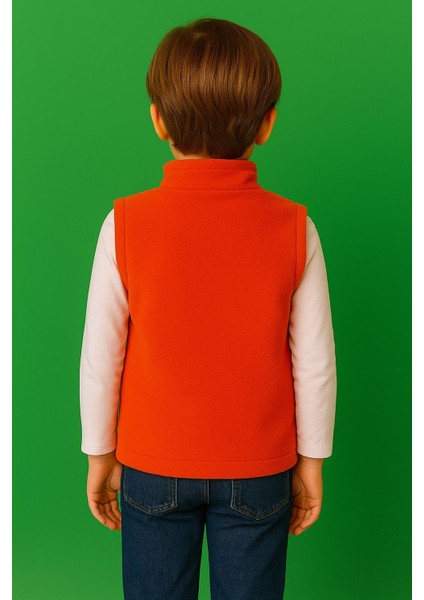 Kolsuz Fermuarlı Astarlı Çift Cepli Dik Yaka Çocuk Yelek modelleri