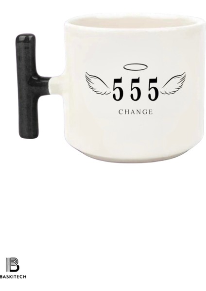 555 Luck Baskılı T Kulp Kupa Bardak