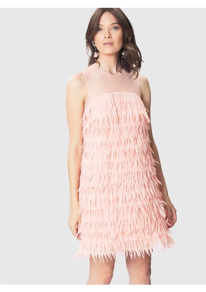 Askılı Püsküllü Mini Elbise Pembe K1811089_038