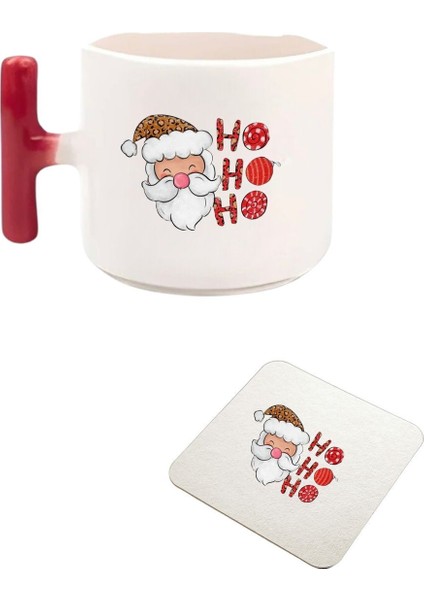 Yılbaşı Temalı T Kulp Kupa Bardak (Bardak Altı Hediyeli)