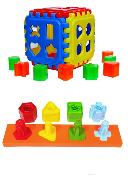 Geometrik Şekiller Bulmaca + Bultak Puzzle 2li Eğitici Oyuncak Seti
