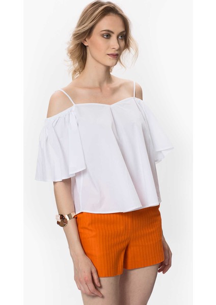 Çizgi Desenli Mini Kadın Şort Oranj Y1712081_011 fırsatları