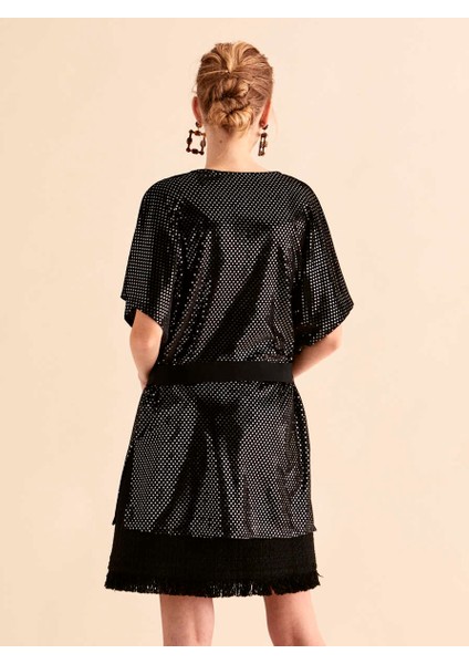 Kısa Kollu Jakarlı Abiye Kadın Ceket Siyah K1916042_001 fırsatları