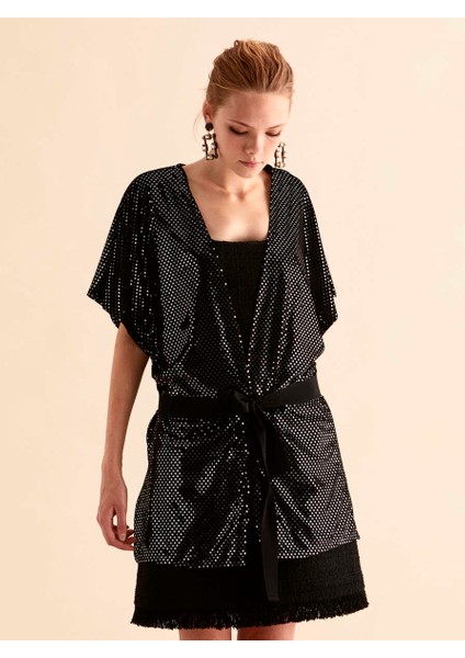 Kısa Kollu Jakarlı Abiye Kadın Ceket Siyah K1916042_001 indirimleri