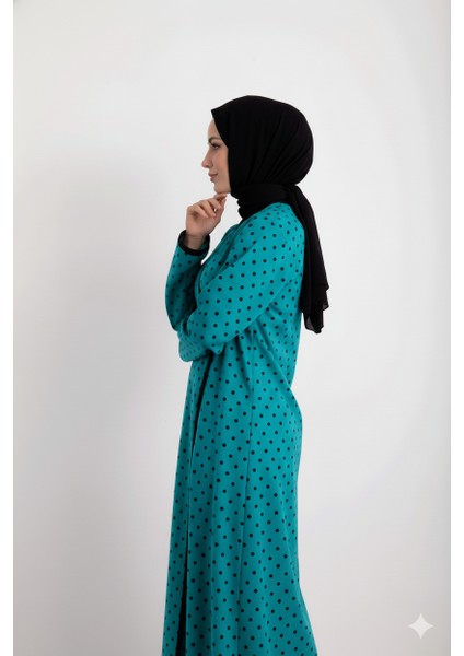 Kruvaze Yandan Bağlamalı Kadın Namaz Elbisesi Sabahlık Puantiye Desenli fiyatları