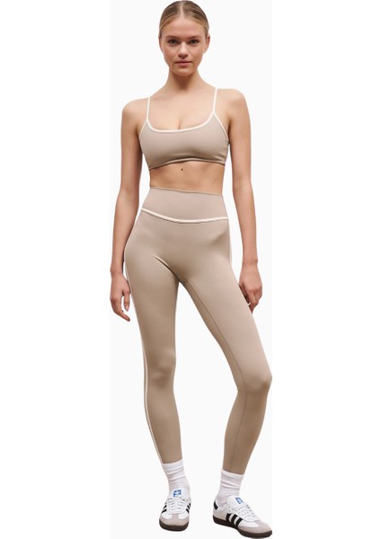 Base Contrast Trim Leggings Yüksek Bel Şekillendirici Kadın Tayt fırsatları