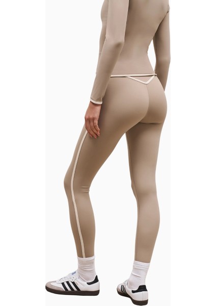Base Contrast Trim Leggings Yüksek Bel Şekillendirici Kadın Tayt