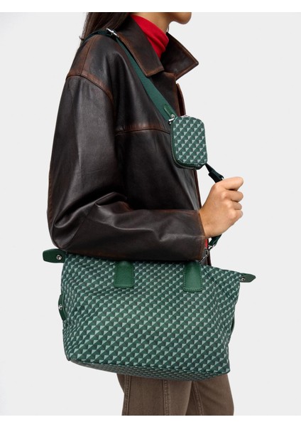 Desenli Teknik Kumaş Tote Çanta