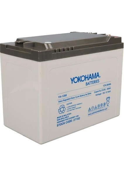 Yokohama Yh-12.80 12 Volt - 80 Amper Elektrikli Bisiklet Aküsü (175 * 120 * 226 Mm)