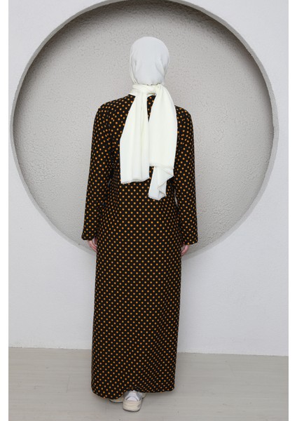 Kruvaze Yandan Bağlamalı Kadın Namaz Elbisesi Sabahlık Puantiye Desenli modelleri