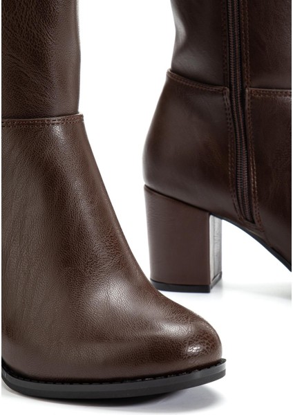 Suins Lumin Kadın Siyah Kahve Çizme 7 cm Topuk Boyu Çizme fırsatları