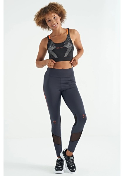 Siyah Baskılı Sırt Çapraz Detaylı Dalgıç Kumaş Dar Kalıp Kadın Büstiyer - 97273