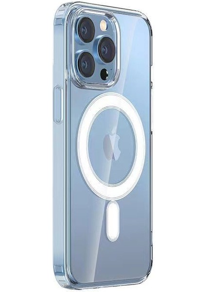 Apple iPhone 14 Pro Kılıf M-Safe Şarj Özellikli Şeffaf Sert Pc Zore Embos Kapak